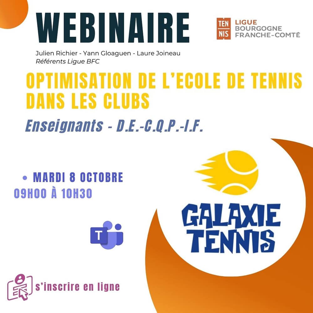 Webinaire Optimisation Ecole Tennis 08 Octobre : Ligue BFC de Tennis