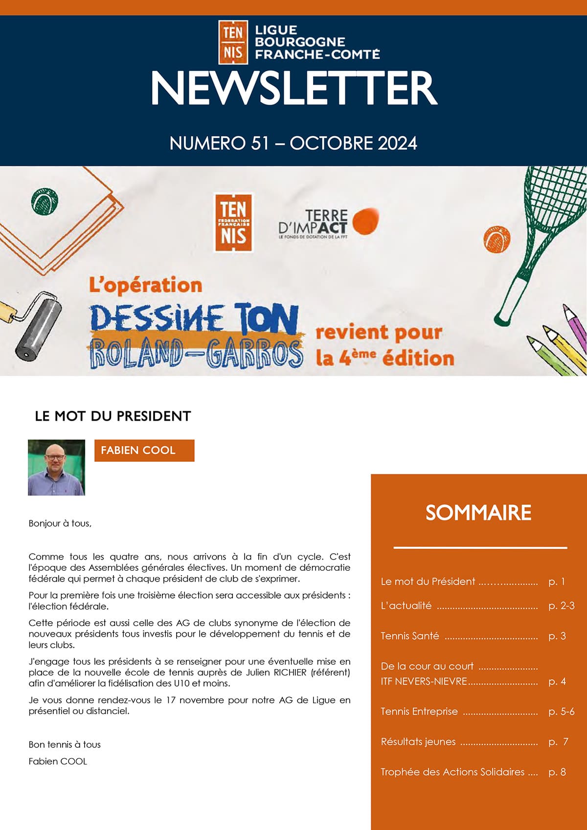 Newsletter Octobre 2024 : Ligue Bourgogne-Franche-Comté de Tennis