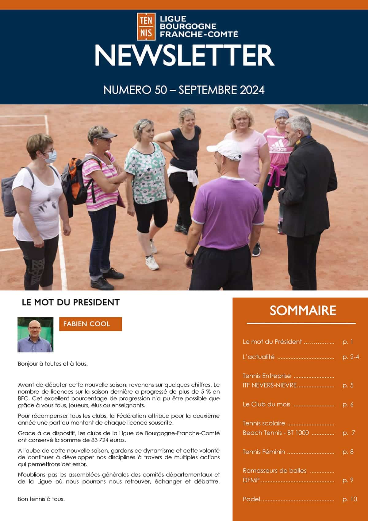 Newsletter Septembre 2024 : Ligue Bourgogne-Franche-Comté de Tennis