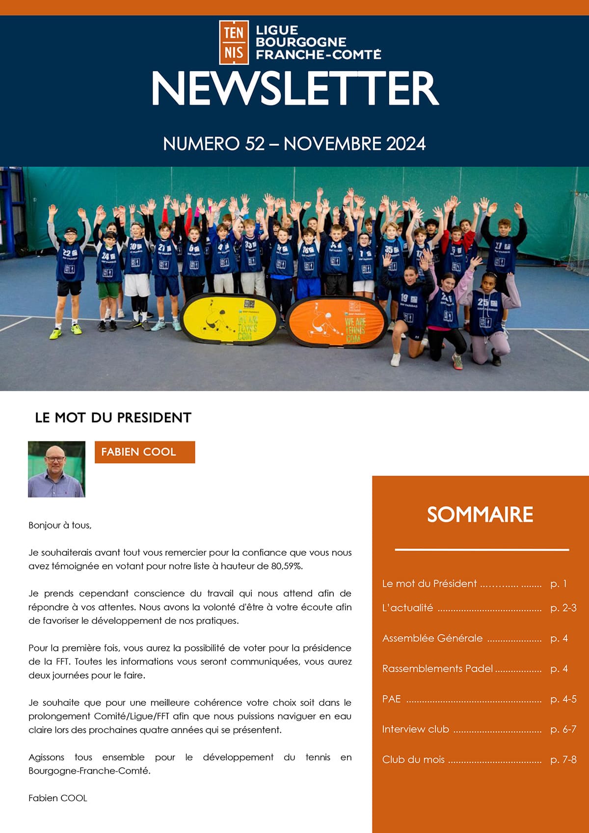 Newsletter Novembre 2024 : Ligue Bourgogne-Franche-Comté de Tennis